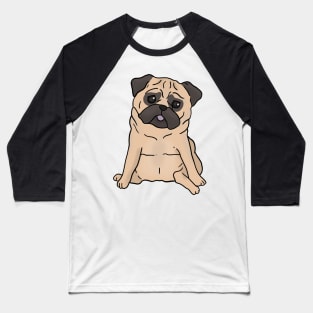 Cute pug dog hand drawn sitting with sad face Baseball T-Shirt